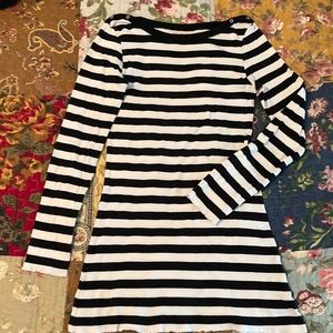 Long Sleeve Tunic Length Striped Knit Shirt